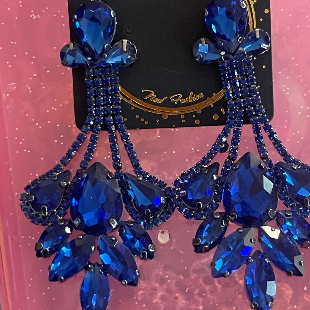 Dazzling Sapphire Blue Statement Earrings 36$